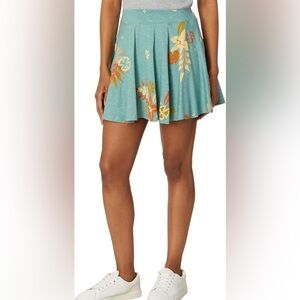 Toad&Co Teal Skirt with Floral Accents